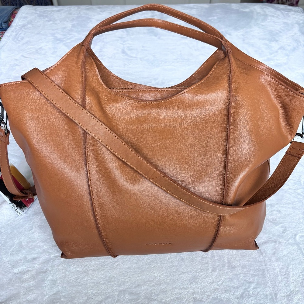 HARBOUR 2ND Manon Large Tan Genuine Leather Tote Bag - Picture 4 of 16